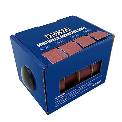 4 rollos de papel de lija de 2,5 cm x 6 m, papel abrasivo con dispensador, rollo de tela esmeril para acabado de muebles de madera, lijado de metal, pulido automotriz, 150/240/320/400