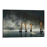 JANSD Póster de barco navegando cerca del islete, lienzo para pared, pinturas al óleo, enmarcado, 61 x 91 cm