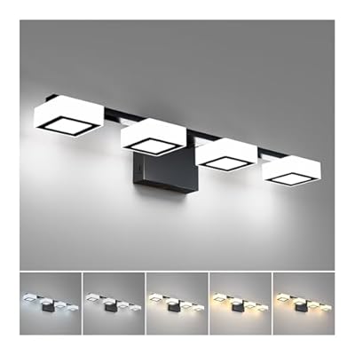 Lightania 4-Light Bathroom Light Fixtures, Dimmable 5CCT Bathroom Lighting Fixtures Over Mirror, LED Modern Vanity Lights, Matte Black Bathroom Vanity Light, 25.5 Inch, ETL Listed