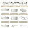 Simple Deluxe 12 Pcs Nonstick Cookware Sets, Pots and Pans Set, White Granite Induction Cookware with Detachable Handle, Oven Safe, PFAS and PFOA Free, Beige #4