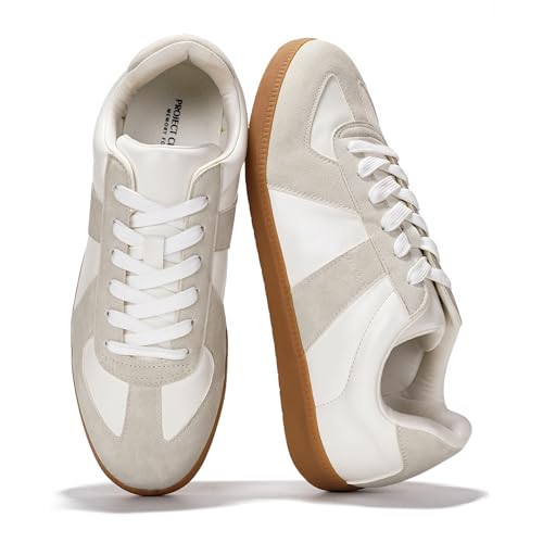 Project Cloud Leather Sneakers for Men Shoes - Memory Foam Insole Non-Slip Casual Shoes for Men Footwear - Lightweight Vegan Leather Fashion Sneakers (Dixon)