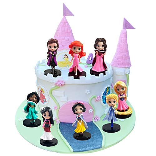 8Pcs Cake Topper For Disney Princess,Princess Birthday Party Supplies Girl Birthday Cake Decorate #TOP2