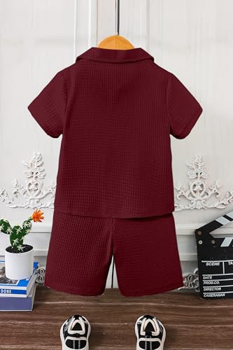 Image of Fashion Dream Boys Cotton Blend Solid Co-ord Set|Boys Co-ord Set|Boy's Clothing Set|Boy's 2 Piece Set|Clothing Set|Boys Shirt and Short Set|Co-ords