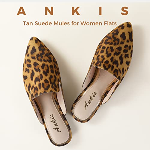 Ankis Mules For Women Flats -Leopard Womens Mules Flats Comfortable Pointed Toe Mules For Women Slip On #TOP2