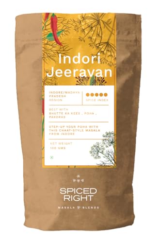 Image of Spiced Right Jeeravan Masala Indore 100gm - All Natural Indori Poha Masala, No Artificial Colouring or Flavouring, Authentic Jiravan Masala, Buknu Powder Kanpur