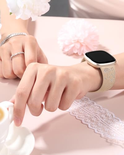 SNBLK Pacote com 2 pulseiras gravadas compatíveis apenas com Fitbit Versa 3/Fitbit Sense/Fitbit Vers
