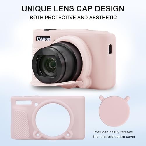 Supmay Camera Case for Canon PowerShot SX740 HS/ SX730 HS Digital Camera, Soft Silicone Protective Bag Removable Lens Cover, Silicone Cover Rubber Soft Camera Case, Jelly Pink by Supmay - Image 3