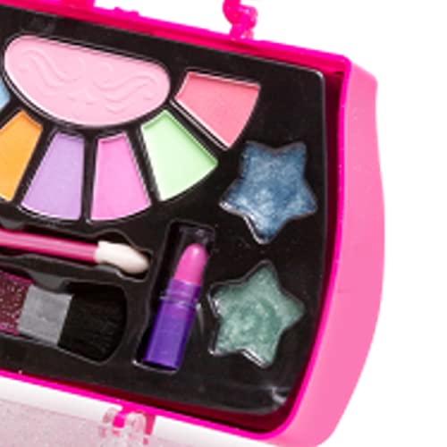 Maleta de maquiagem infantil, com paleta de sombras, gloss e batons