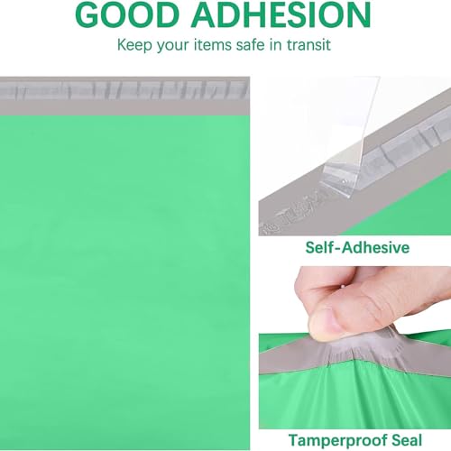 Image of Metronic Poly Mailers 14.5x19 100 Pcs | Medium Size Shipping Bags for Clothes | Large Poly Mailer Bags, Shipping Envelopes, Mailing Bags for Small Business, Strong Adhensive Poly Bags Green