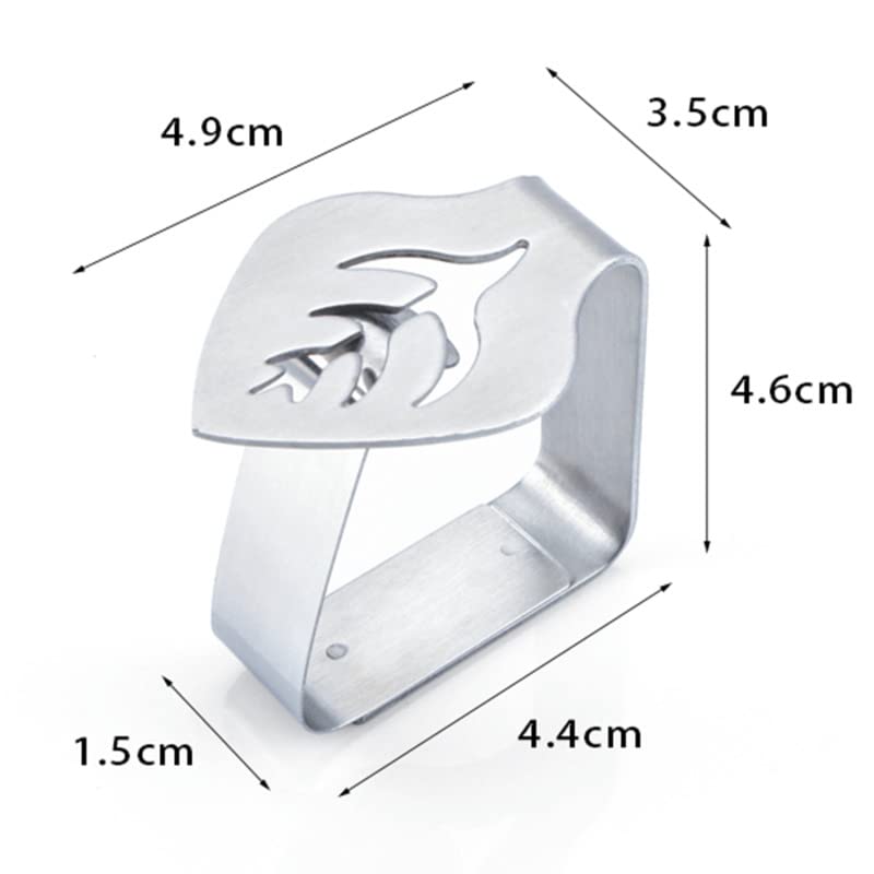 Klipsy do obrusów, Klipsy do obrusów w kształcie liści ze stali nierdzewnej użytku zewnętrznego, 4 sztuki rozmiarze 4x1,5x4,6 cm