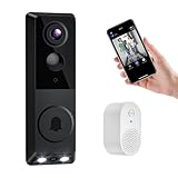 Blazique Smart Video Doorbell Dual Camera, Wireless Indoor/Outdoor Surveillance Cam, AI Human Detection, Live View, Included Doorbell Receiver, 2-Way Audio, Night Vision, 2.4G WiFi, Cloud Storage