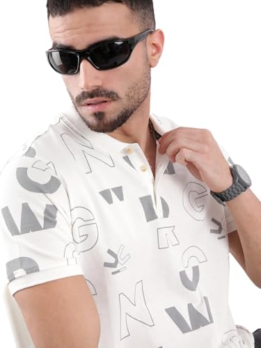 Image of WROGN Men's Typographic AOP Slim Fit Polo T-Shirt