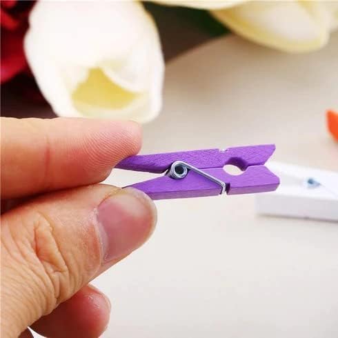 Image of ARTISTERY Products Mini Color Wooden Clips for Decorations, Photos and Polaroids, Pack of 20 Pieces 1.5 Inch Multicolored, Wooden Paper Clips for Photo Hanging, DIY Home and Decoration Crafts