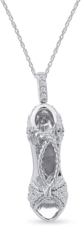 SAVEARTH DIAMONDS 1/5 ct.t.w Round Cut Lab Grown Diamond Shoe Pendant Necklace In 14k Gold Over Sterling Silver, 18" Chain (0.20 Cttw, G-H Color, VS-SI Clarity)