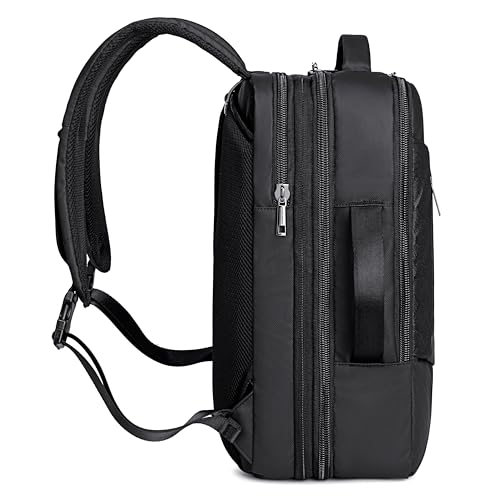 ah arctic hunter 3 in 1 Expandable Backpack 18 inch Water Resistant Travel Business Laptop Bag for Unisex with Built in USB and Headphone port, B00345 (Black PU), 30 x 15 x 41 cm (B00345-AH_BLKPU)