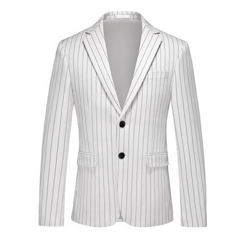 MOGU Men’s Striped Sport Coat – Slim Fit Pinstripe Blazer Suit Jacket for Men Size 44