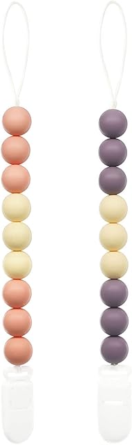 Silicone Dummy Clip for Girl and Boys, 2Pcs Baby Dummy Clips Fit All Soothers and Dummies