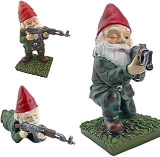 Elandkids Garden Gnomes Statue - Military Garden Gnomes, Funny Army Gnomes,Gnomes Garden Decorations, Indoor Outdoor Lawn Yard Ornaments (3 pcs), 15x8x5.5cm/12x11x5.5cm/15x5.5x6cm
