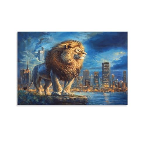 Impression giclée sur toile lion tableau haut de gamme 40 x 60 cm aux finitions precises