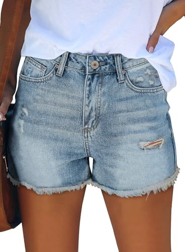 Image of CHICZONE Womens Mid-High Waisted Stretchy Denim Jean Shorts