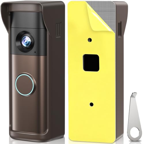 No-Drill Adhesive Mount for R-ing Newest 2026 Battery Doorbell/Plus/Pro,No Drilling Wireless Video Camera Door Mounting Holder Bracket Accessories Easy Installation for Apartments Office Houses(Brown)