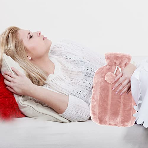 Hot Water Bottle With Soft Cover 2.0L Large Classic Bpa Free Hot Water Bag For Neck,Hot Water Bag For Hot And Cold Compress, Hand Feet Warmer, Neck And Shoulder Pain, Luxury Faux Fur Pom Pom Pink #TOP5