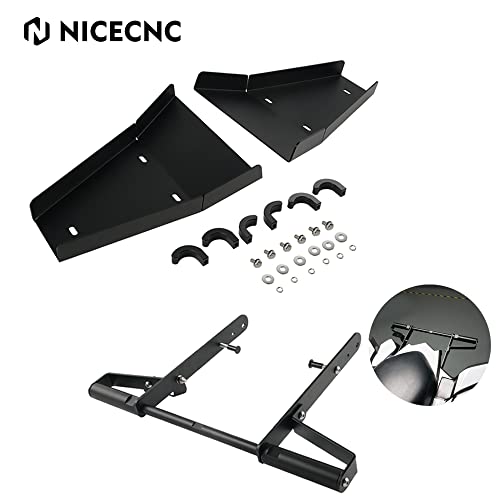 NICECNC Black A-arm Guards Skid Plate Protector and Rear Wide Grab Bar Compatible with Yamaha Raptor 700