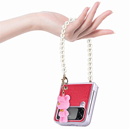 Coque Samsung Galaxy Z Flip4 anti-rayures étui pliable cuir rouge antidérapant