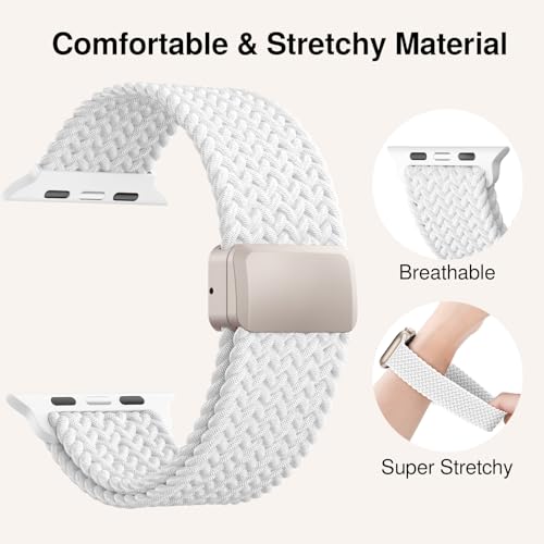 Image of Braided Stretchy Band Compatible with Apple Watch Bands 38mm 40mm 41mm 42mm 44mm 45mm 46mm 49mm Women Men, Soft Nylon Solo Loop Magnetic Sport Strap for iWatch Series 11 10 9 8 7 6 5 4 3 2 1 SE Ultra