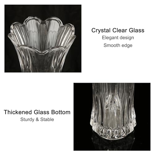 SENENQU Glass Vase, 30cm / 12 Inch Tall Clear Glass Vase, Large Crystal Flower Vase for Living Room Home Decoration - Image 3