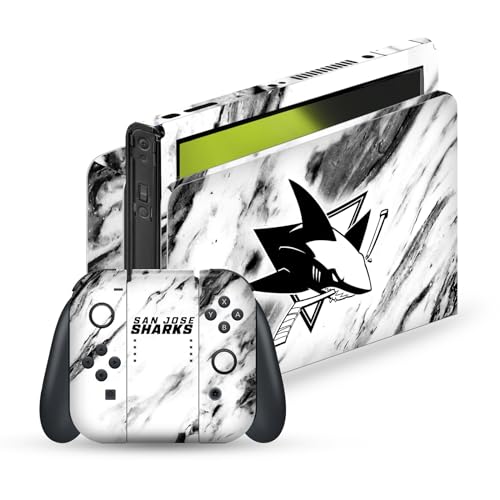 Skin Nintendo Switch OLED San Jose Sharks NHL en vinyle style marbre