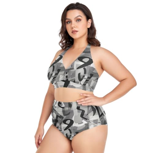 Bikini grande taille solution ventre plat maillot de bain deux pièces ajustable - 2