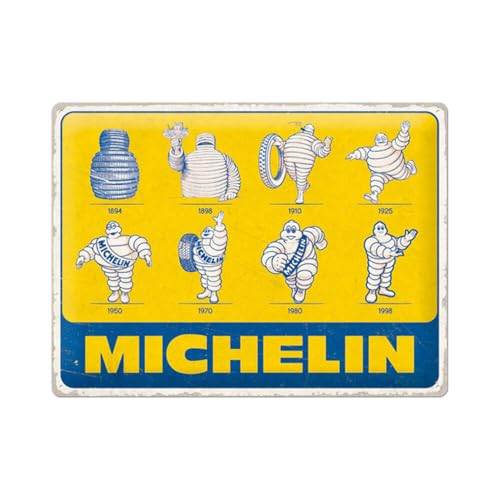 Nostalgic-Art Cartel metálico retro, 30 x 40 cm, Michelin – Logo Evolution – Idea de regalo para amantes del motor, de metal, diseño vintage
