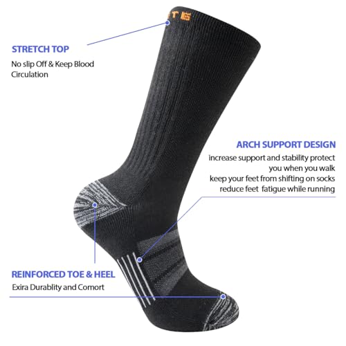 JOYNÉE 5/10 Pairs Mens Lightweight Athletic Crew Cushioned Breathable Work High Calf Long Boot Socks3