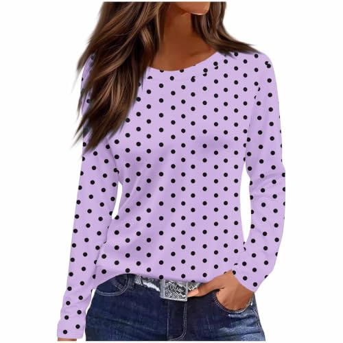 Womens Base Layer Tops Long Sleeve Fall Clothes Purple X-Large