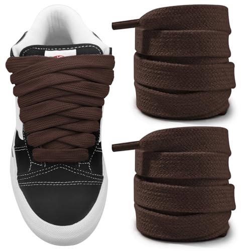 NDTEZUGT �t�@�b�g�V���[���[�X Vans Knu Skool �N���V�b�N�X�P�[�g�V���[�Y�p ��5/8�C���` (15mm) �R�b�g�� �`�����L�[ �r�b�O ���� �����p�C�R, �L���������u���E���B, 36"/90cm