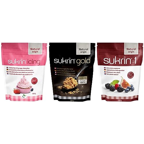 sukrin Confezione di varietà di dolcificante Sukrin - Oro, Sukrin:1, Glassa