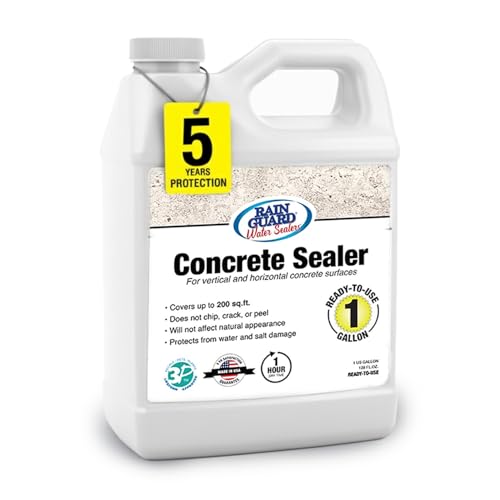 Rainguard Water Sealers Concrete Sealer, Penetrating Protection Against Water and Salt Damage, for All Concrete Surfaces, Silane/Siloxane Waterproofer, Natural Finish, Ready to Use, 1 Gallon
