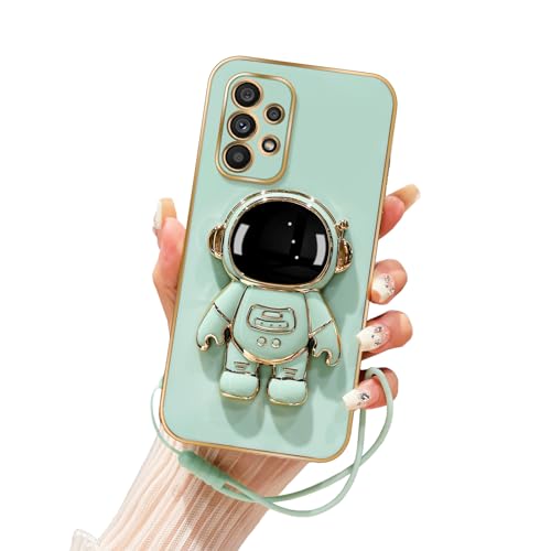 Coque Samsung A53 5G silicone souple motif astronaute support antichoc cyan