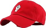 KBSV-046 RED Fist Vintage Distressed Dad Hat Baseball Cap Polo Style Adjustable