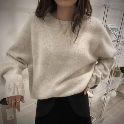 Women Crewneck Cashmere Sweater Winter Loose Long Sleeve Knitted Pullover Jumper4