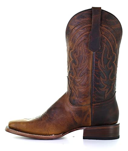 Image of Corral Mens Brown Embroidery Wide Square Toe Cowboy Boots L5733 (11, numeric 11)