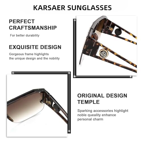 Image of Karsaer Oversized Square Flat Top Shield Sunglasses One Piece Frameless Stylish Women Men UV400 E1037