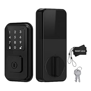 Keyless Entry Door Lock, Touchscreen Smart keypad deadbolt Lock with Fob, Passcode, Keys Unlock, Electronic Door Lock with Auto Lock, Anti-Peeking Password, Easy Installation Design, D1