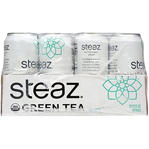 Steaz Mint Organic Green Tea, Antioxidant Brew, Fair Trade, Vegan Friendly, Kosher, USDA Certified Organic, 16 Fluid Ounce (Pack of 12) Cover