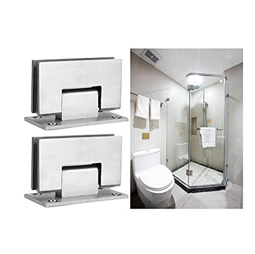 WANLIAN Heavy Duty Stainless Steel 90 Degree Glass Door Cupboard Showcase Cabinet Clamp Hinge (Brushed Nickel, 8mm-12mm Thick Glass)
