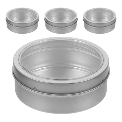 SUPVOX Boîtes de Rangement Magnétiques Rondes 9 CM Lot de 4 en Métal Blanc, Argentées pour Épices, la Cuisine et Réfrigérateur