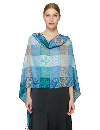 PANTONIGHT Women's Cashmere Feel Jacquard Scarf Soft Scarf Warm Large Size Shawl Party Scarf2