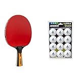 JOOLA Tischtennisschläger Carbon Control - ITTF zugelassener Tischtennis-Schläger für Fortgeschrittene Spieler - Carbowood Technologie & Tischtennis-Bälle Training 40mm, Weiß, 12er Blister Pack