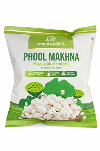 Image of Krishi Global Phool Makhana (Foxnuts) 100g- 100% Natural, Crunchy & High-Protein Snack | Gluten Free Raw Popped Lotus Seeds | Yoga & Ayurvedic Diets | Fasting | Ready to Cook